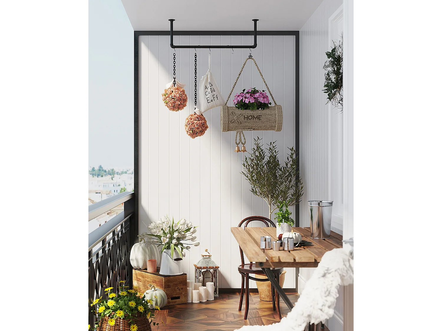 Ensemble de 2 patères murales noires pour vêtements - L92 x P30 cm