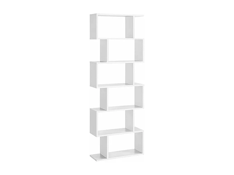 Witte boekenkast met 6 niveaus - L70 x H190,5 cm