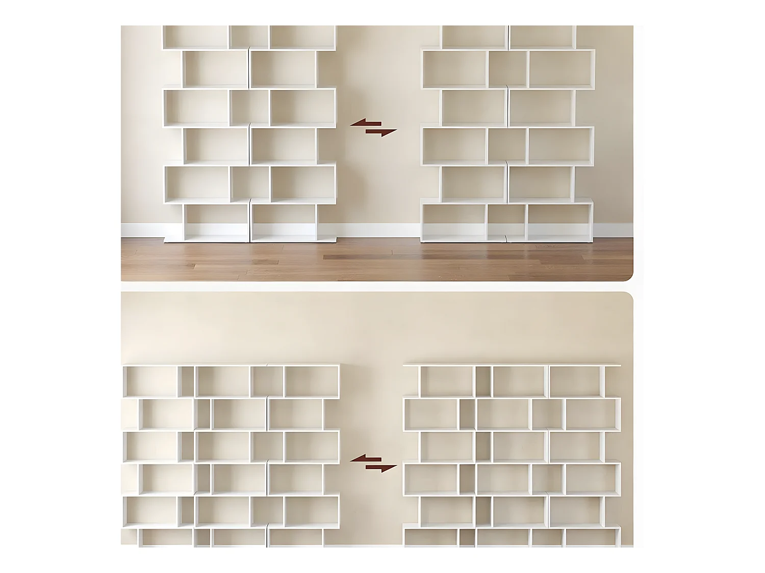 Witte boekenkast met 6 niveaus - L70 x H190,5 cm