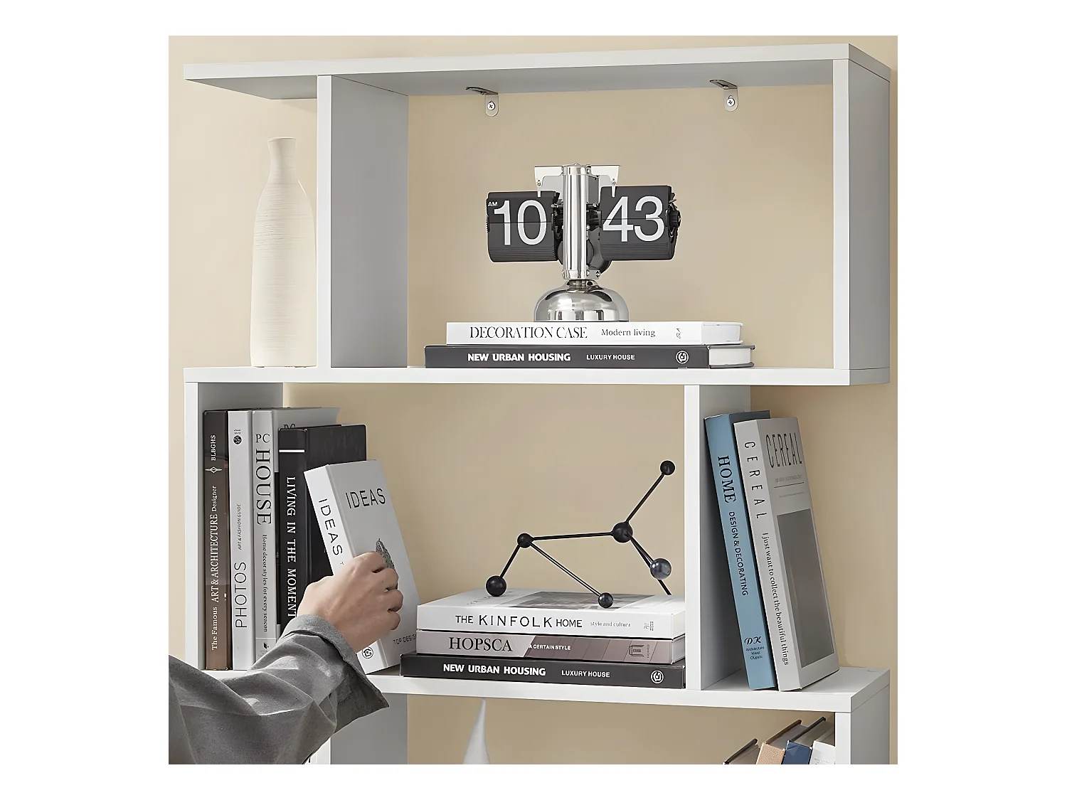 Witte boekenkast met 6 niveaus - L70 x H190,5 cm