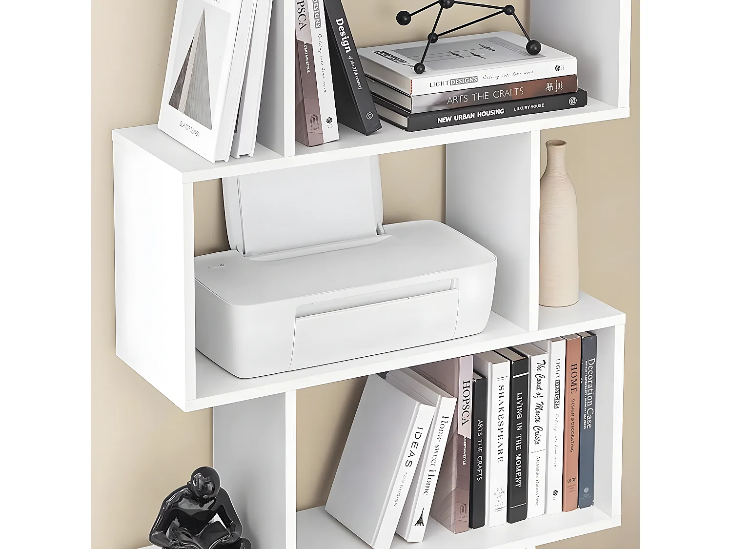 Bibliothèque blanche à 6 niveaux - L70 x H190,5 cm