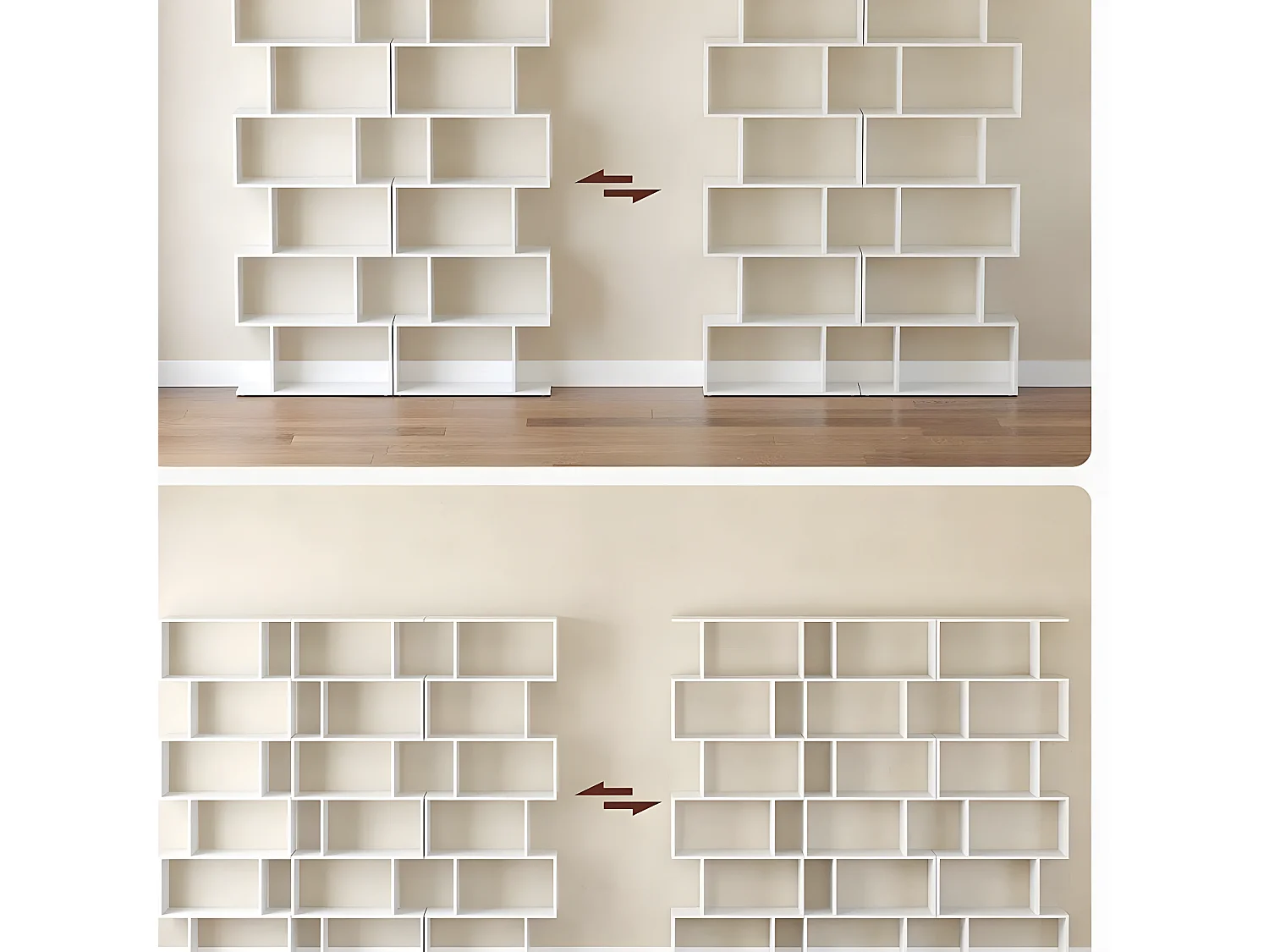 Bibliothèque blanche à 6 niveaux - L70 x H190,5 cm