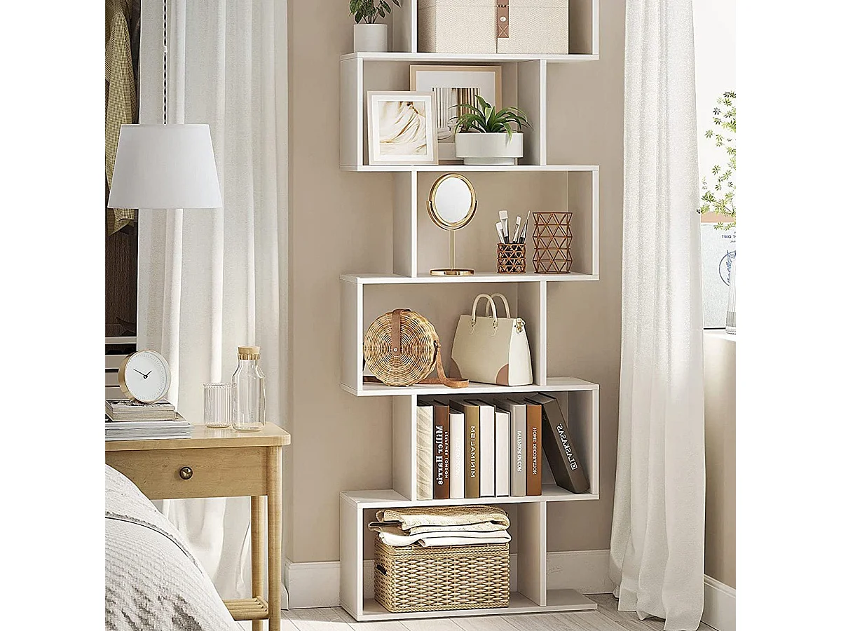 Weißes Bücherregal mit 6 Regalebenen - L70 x H190,5 cm