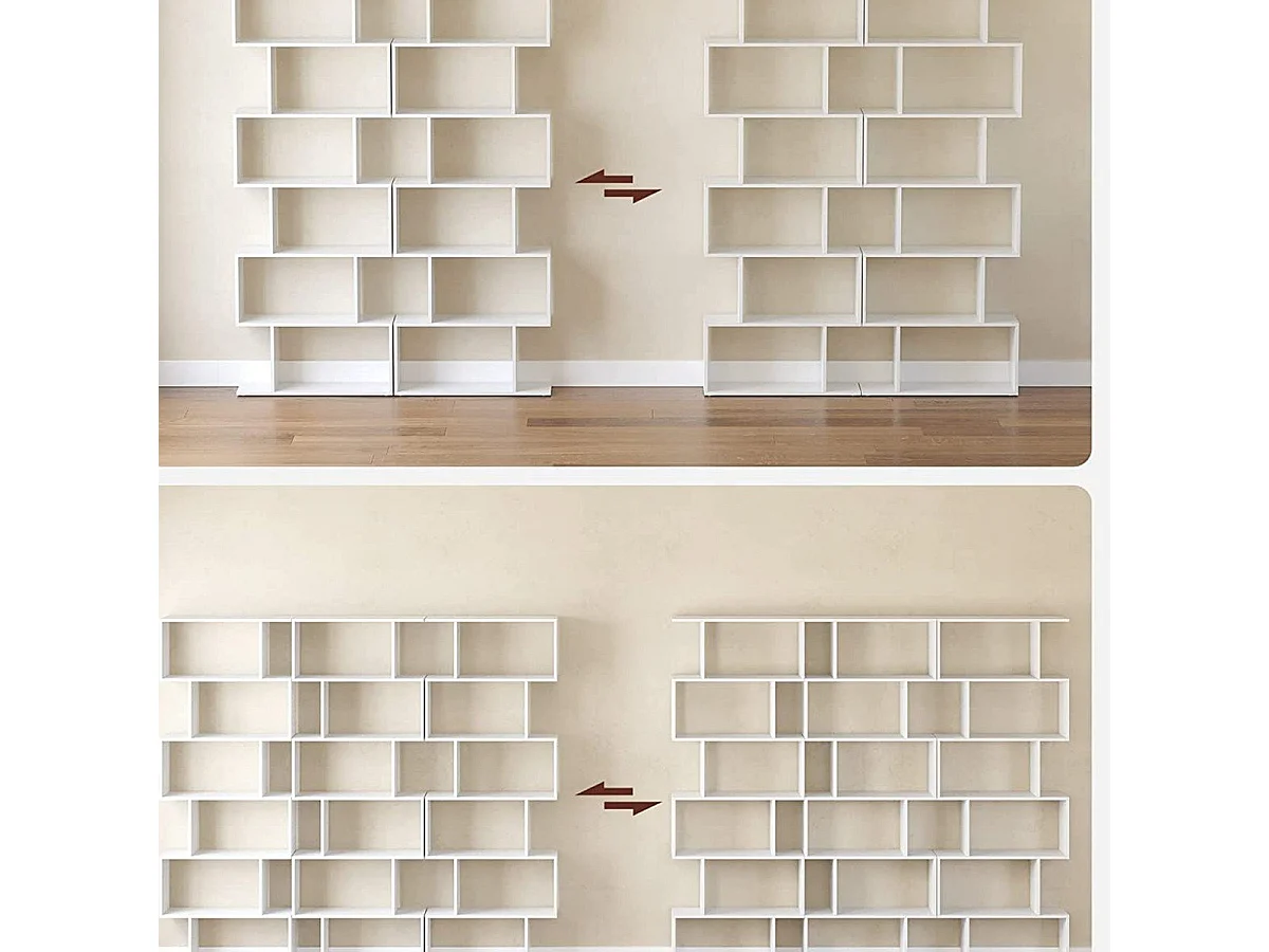 Weißes Bücherregal mit 6 Regalebenen - L70 x H190,5 cm