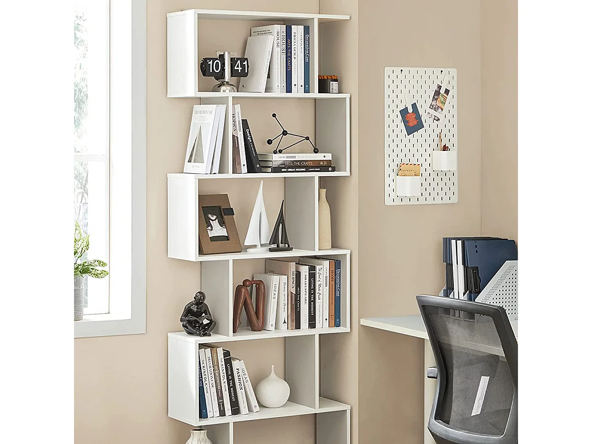 Weißes Bücherregal mit 6 Regalebenen - L70 x H190,5 cm