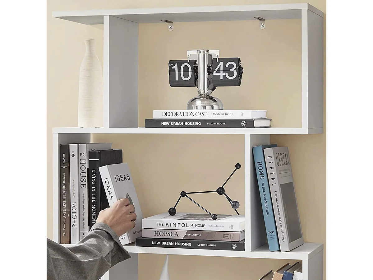 Weißes Bücherregal mit 6 Regalebenen - L70 x H190,5 cm
