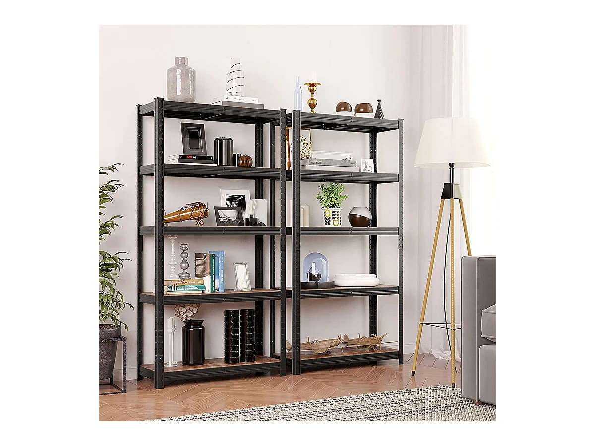 Aufbewahrungsregal im Industrial-Stil aus schwarzem Metall - L75 x H150 cm