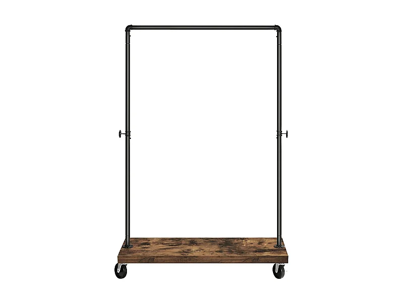 Kledingrek op wielen met zwarte industriële metalen buizen - H162 cm
