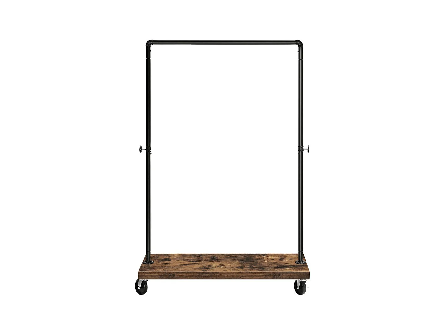 Porte-vêtements sur roues avec tuyaux industriels en métal noir - H162 cm