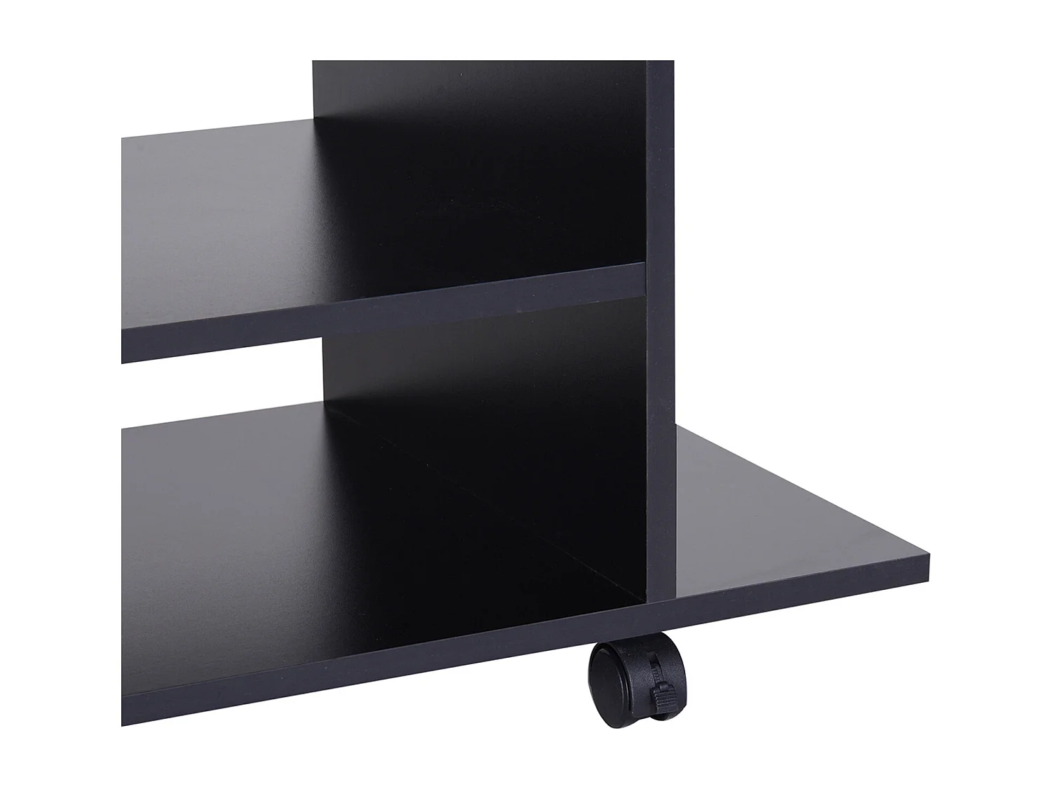 Meuble tv bas table basse a roulettes en panneaux de particules noir
