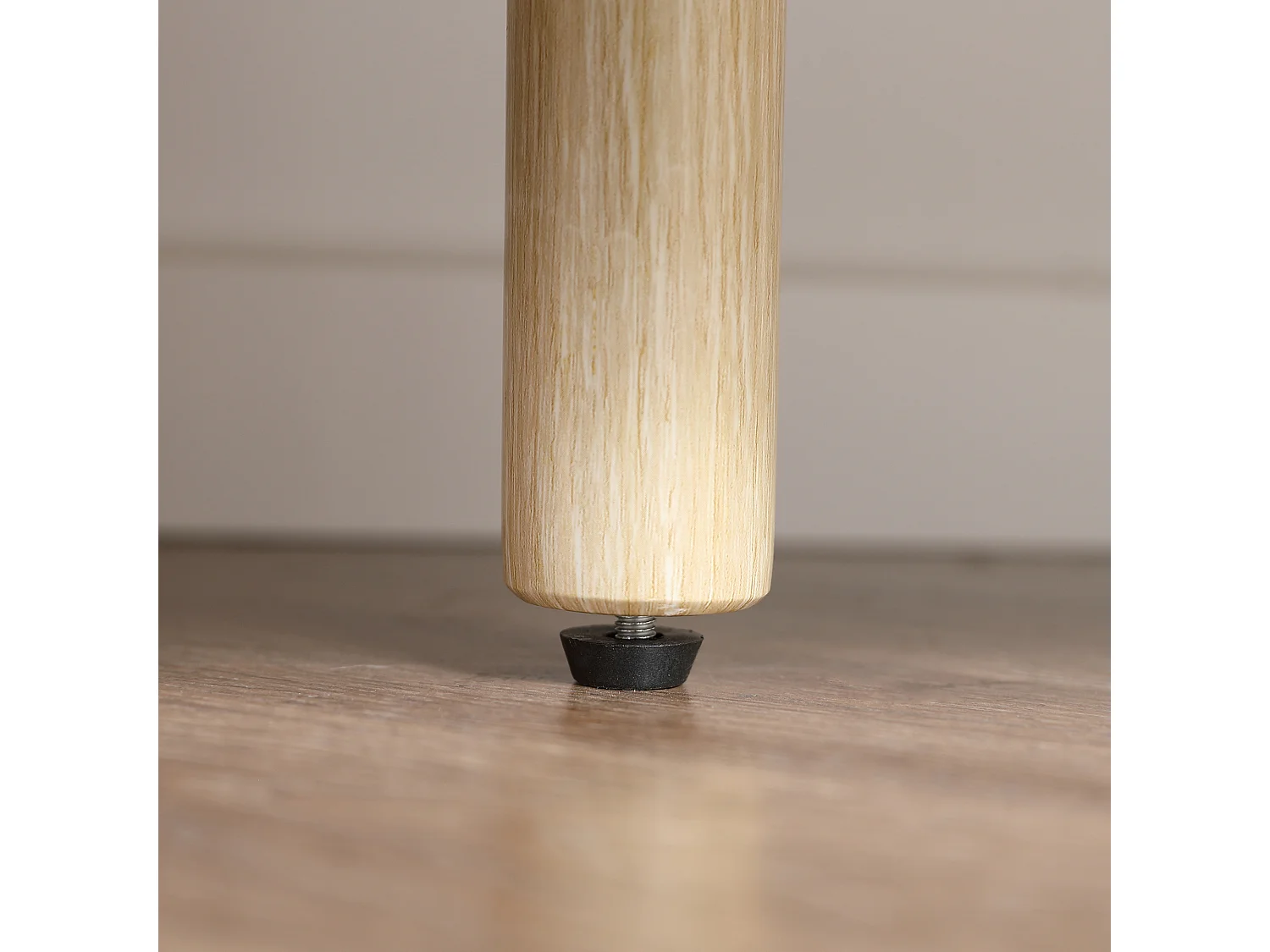 Meuble TV banc TV design Urban Craft - 2 portes coulissantes, 2 niches - piètement cylindrique - panneaux particules aspect bois clair