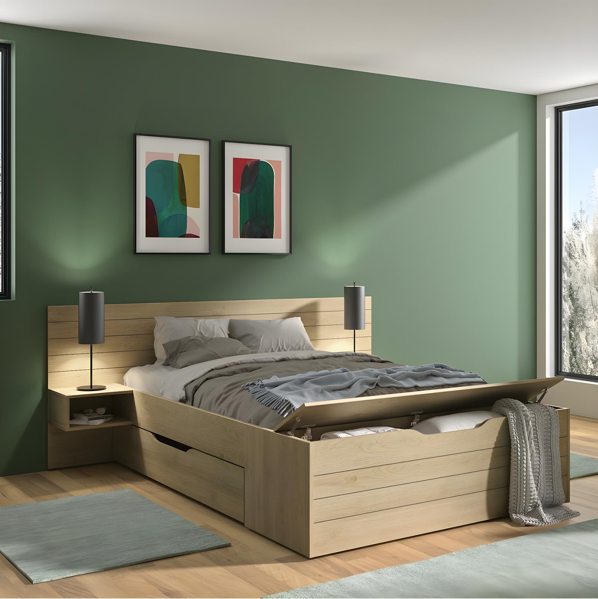 Letto A Cassettone X Effetto Legno Chiaro L X H Cm