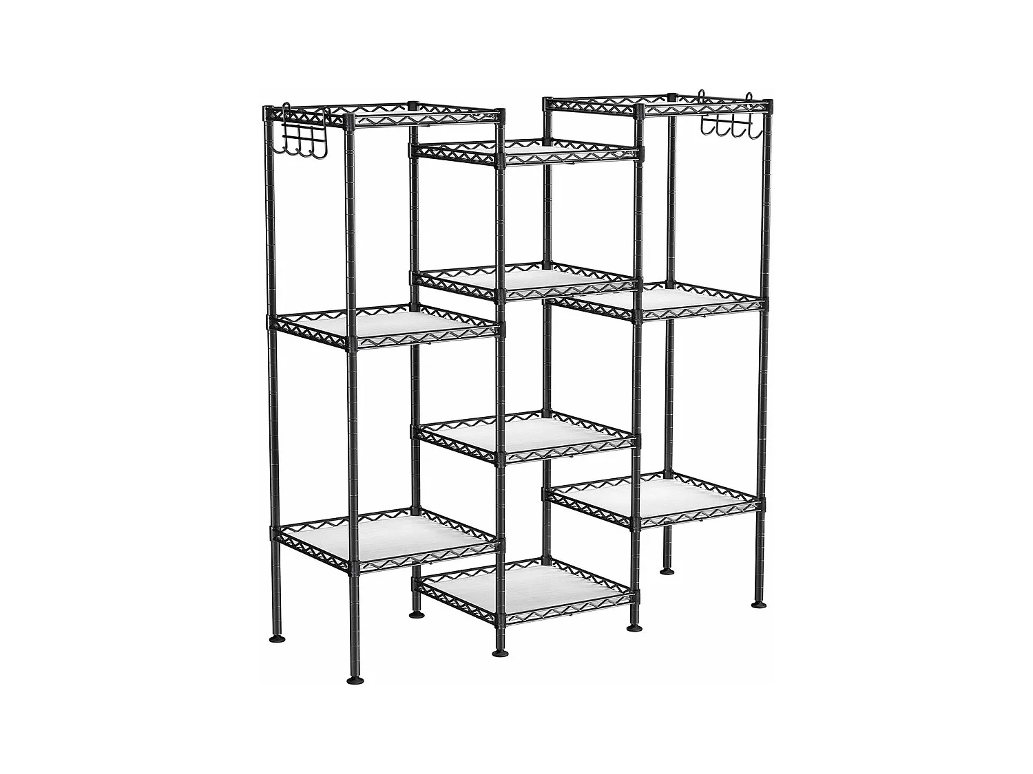 Étagère en métal noir avec grille de rangement modulable - L30 x H121 cm
