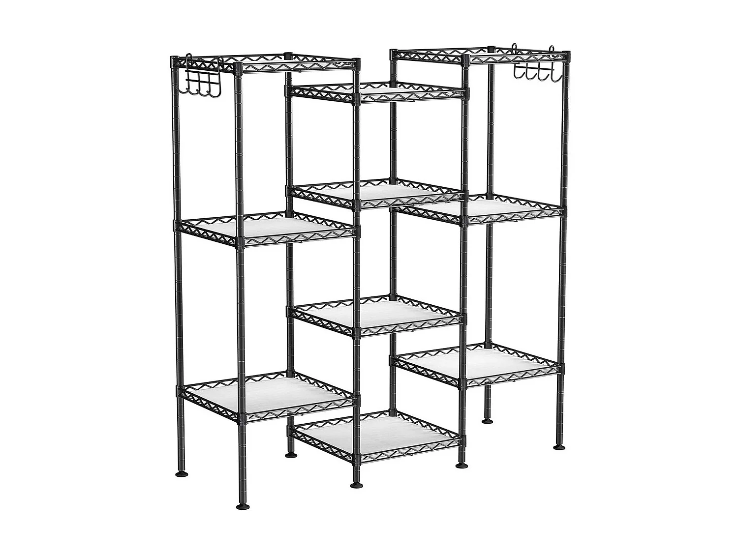 Étagère en métal noir avec grille de rangement modulable - L30 x H121 cm