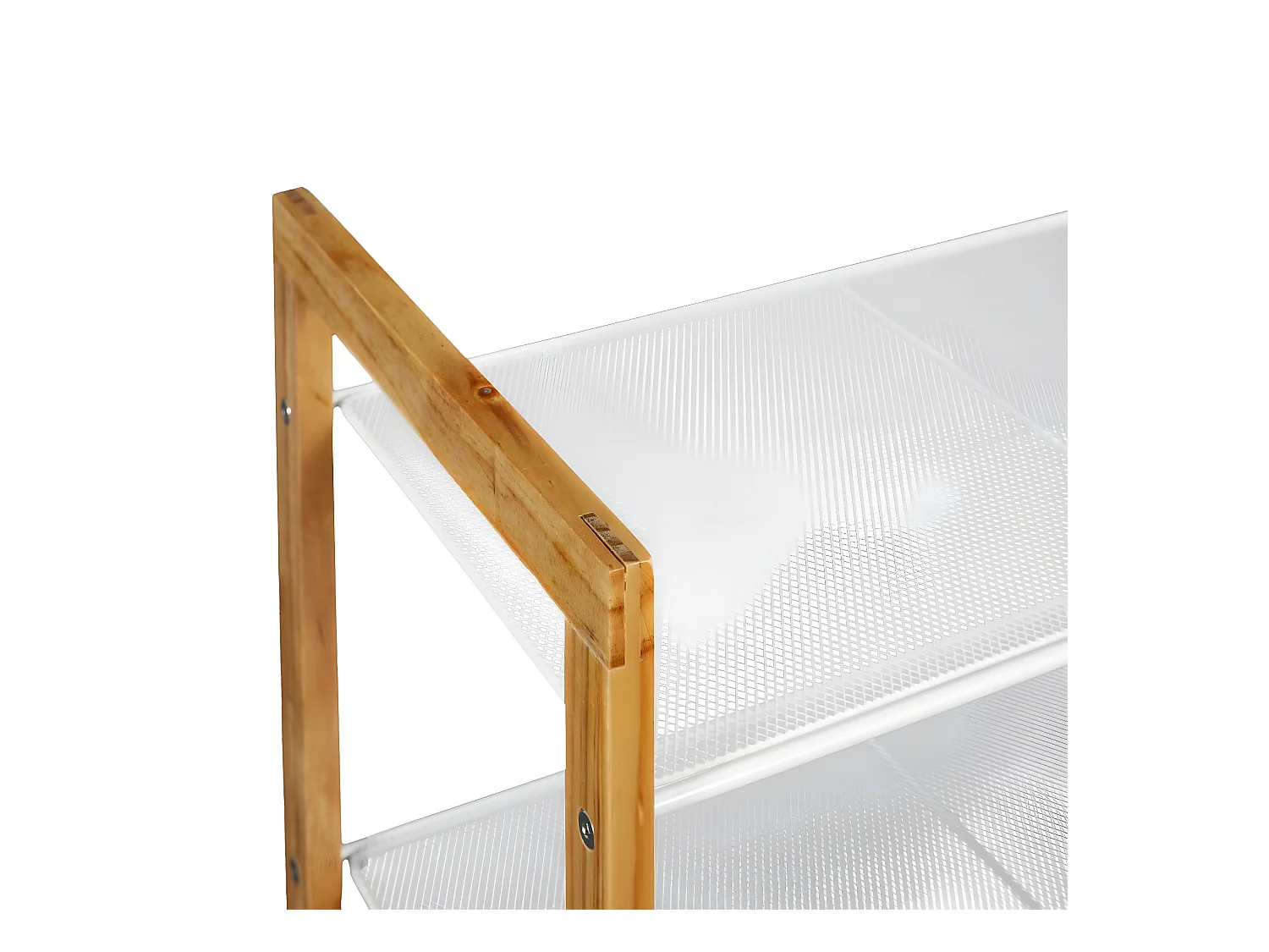 LOVIA - Meuble à Chaussures 3 Etages Métal Blanc et Bois