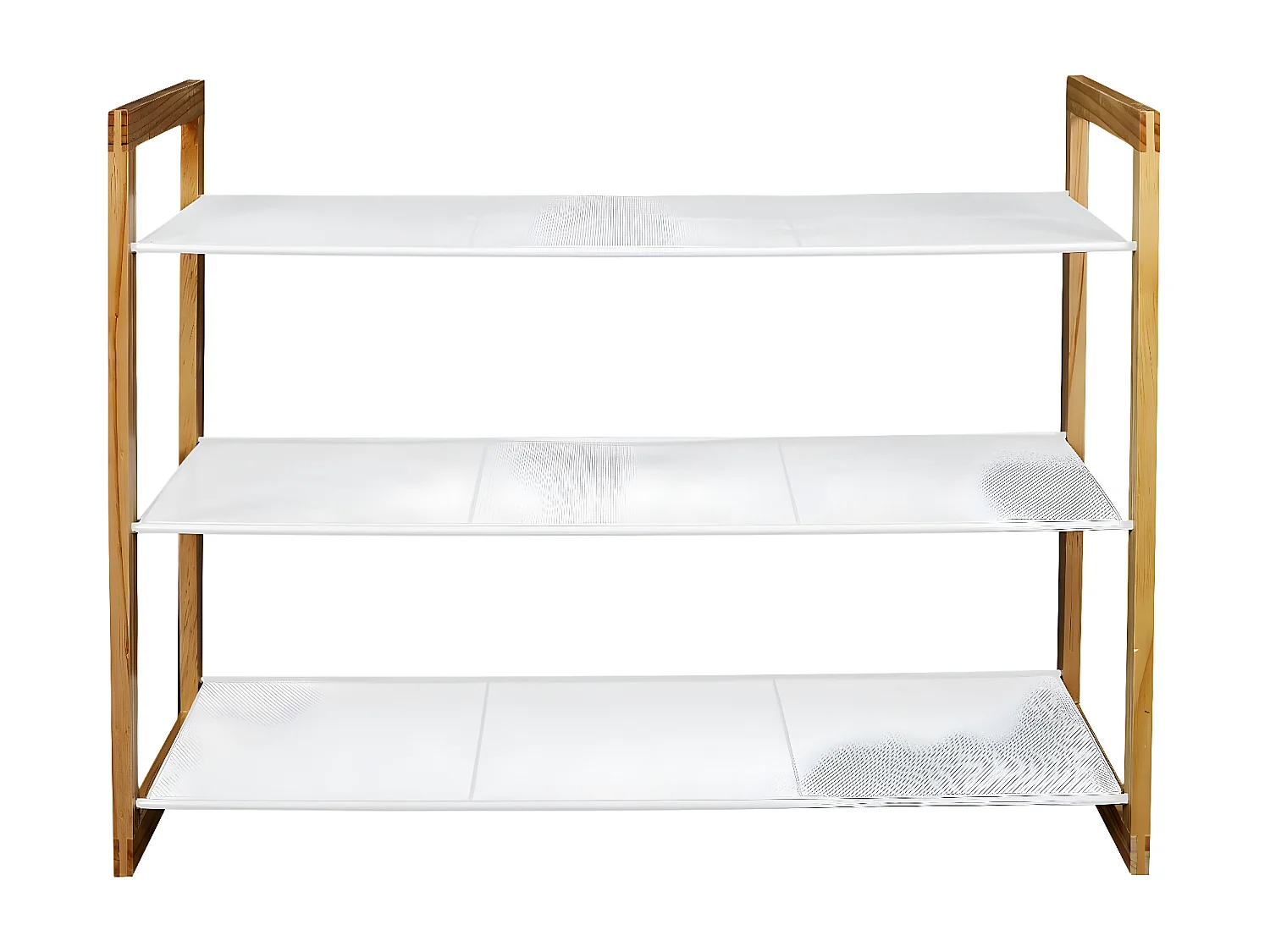 LOVIA - Meuble à Chaussures 3 Etages Métal Blanc et Bois