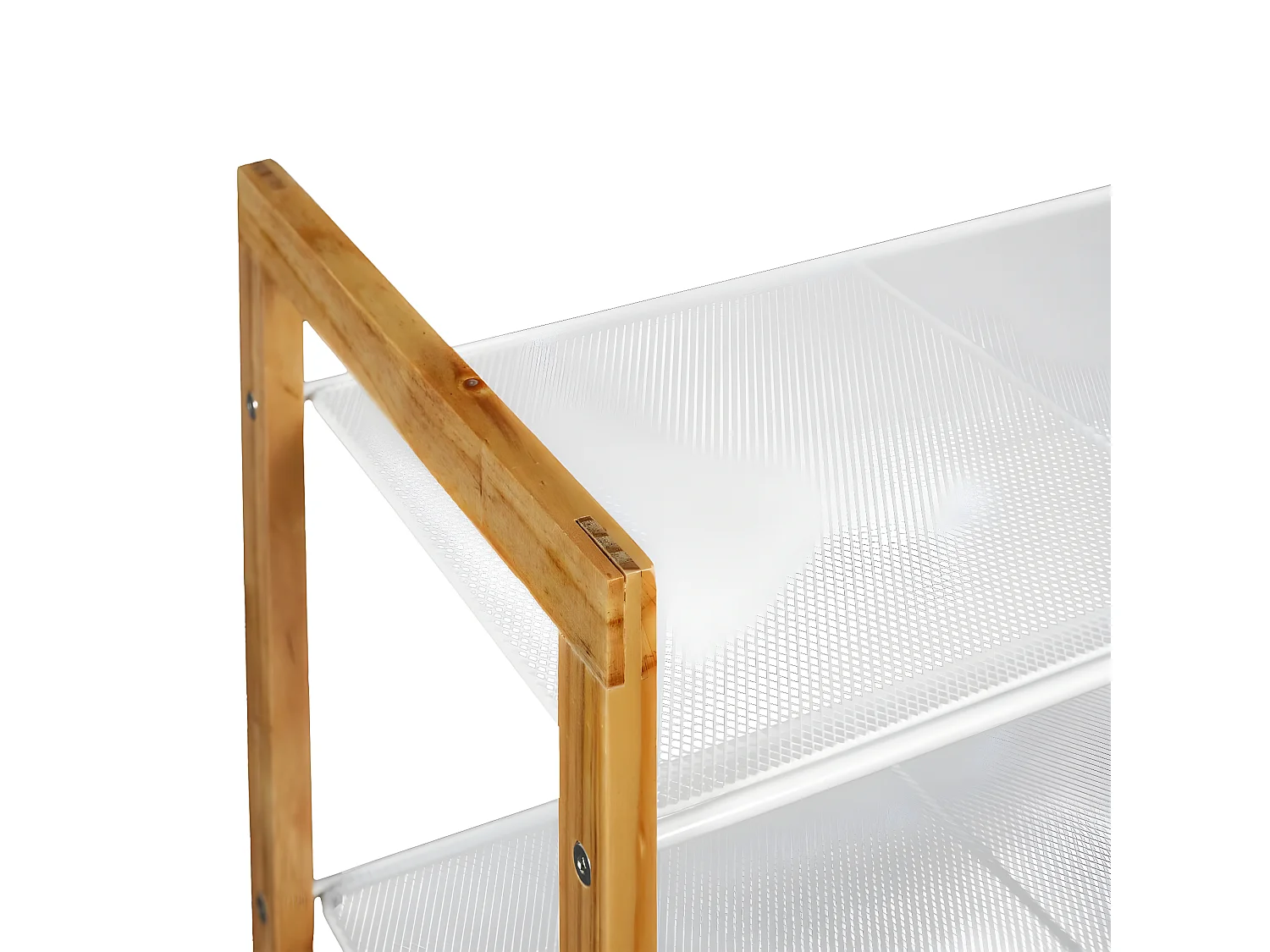 LOVIA - Meuble à Chaussures 3 Etages Métal Blanc et Bois