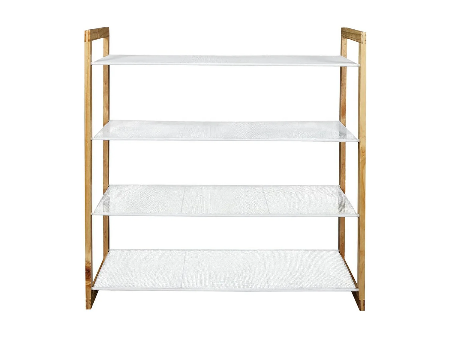 LOVIA - Meuble à Chaussures 4 Etages Métal Blanc et Bois