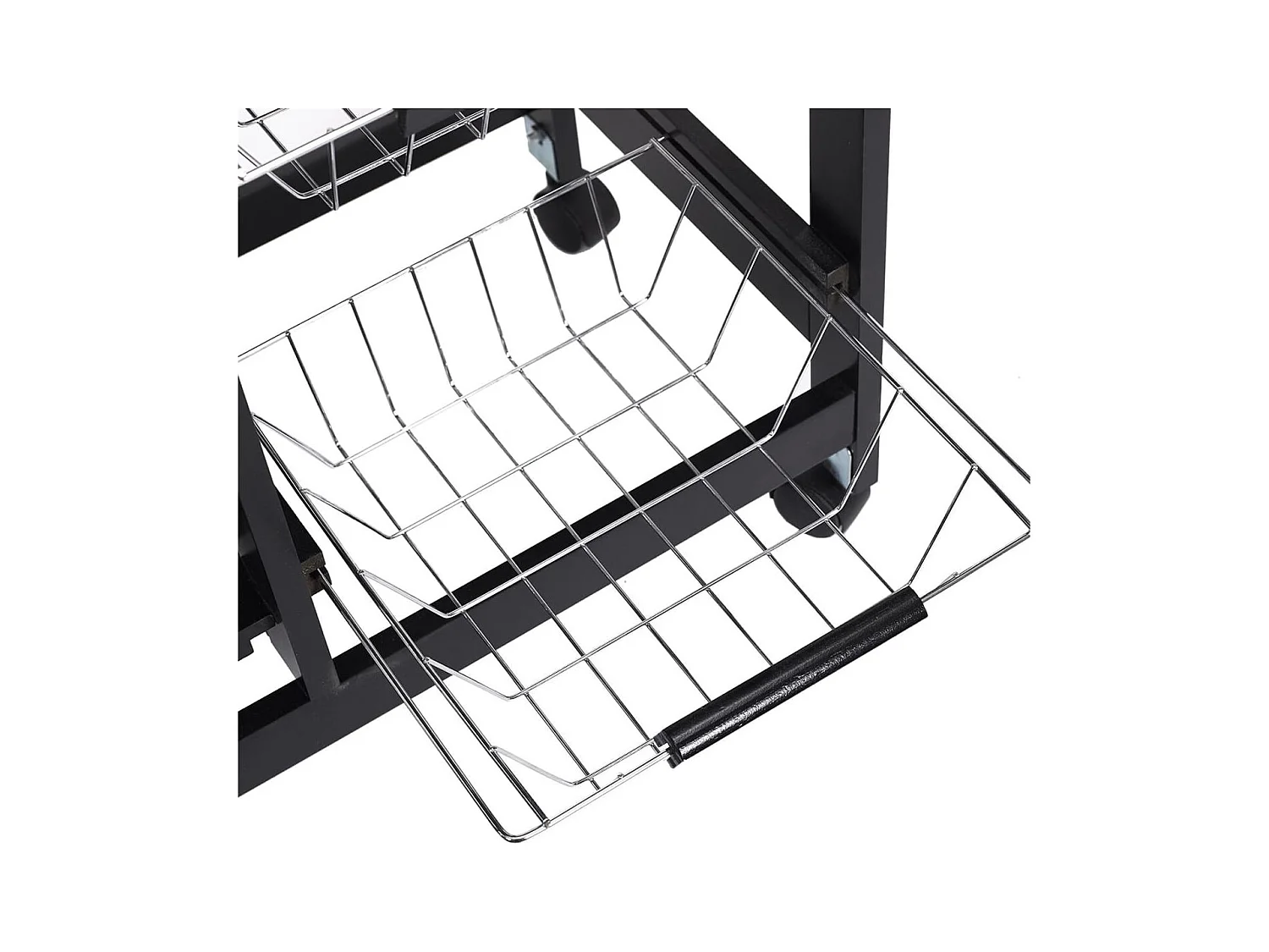 DRAGAN - Desserte à Roulettes Noire Multi-Rangement