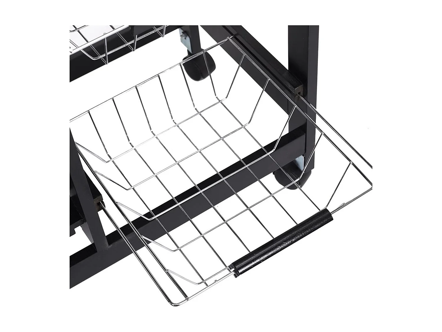 DRAGAN - Desserte à Roulettes Noire Multi-Rangement