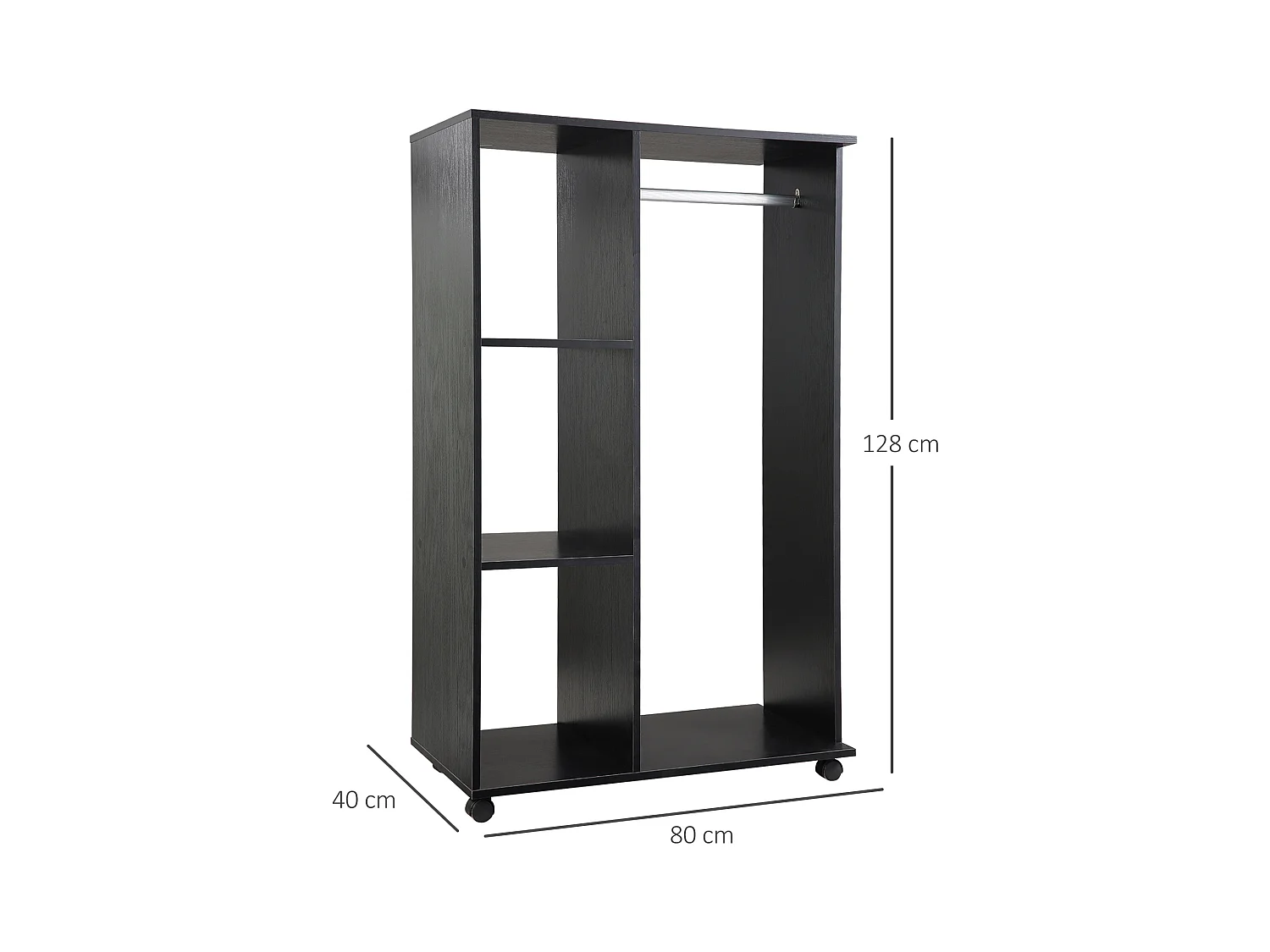 Armoire penderie armoire de rangement mobile panneaux de particules noir