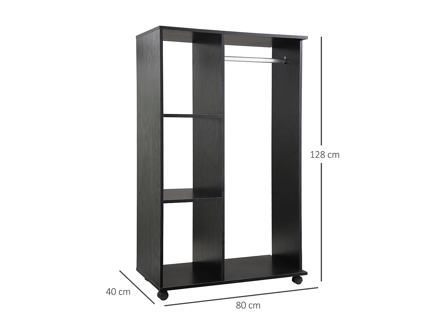 Armoire penderie armoire de rangement mobile panneaux de particules noir