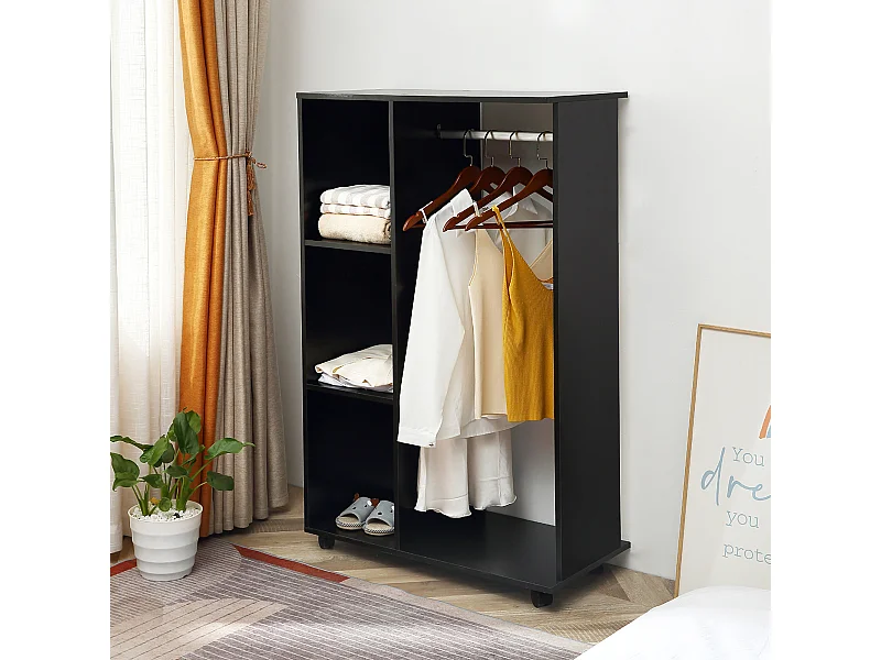 Armoire penderie armoire de rangement mobile panneaux de particules noir