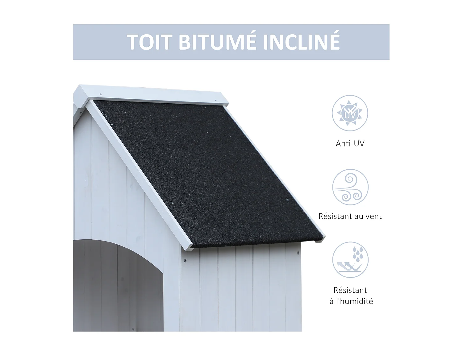 Armoire abri de jardin remise pour outils 3 étagères porte loquet toit pente bitumé dim. 77L x 54l x 179H cm bois sapin pré-huilé blanc