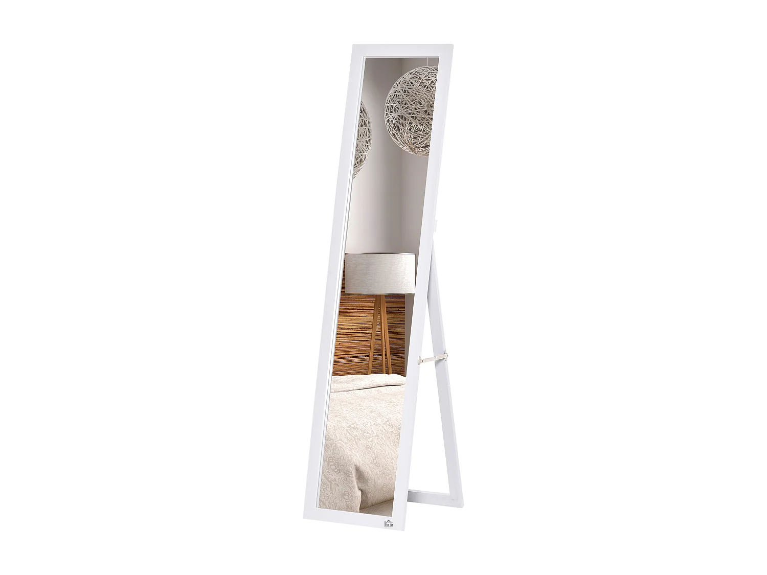 Miroir sur pied et mural rectangulaire dim. 37L x 48l x 152H cm blanc