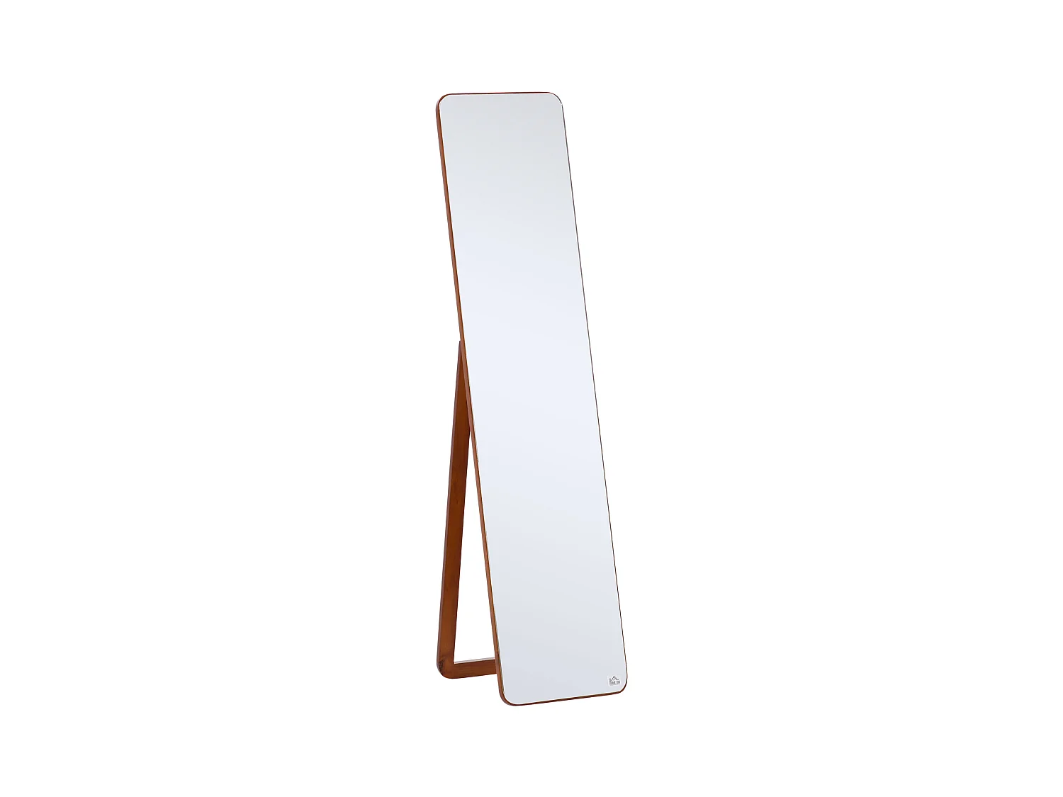 Miroir sur pied et mural rectangulaire dim. 37L x 43l x 156H cm verre MDF aspect noyer clair