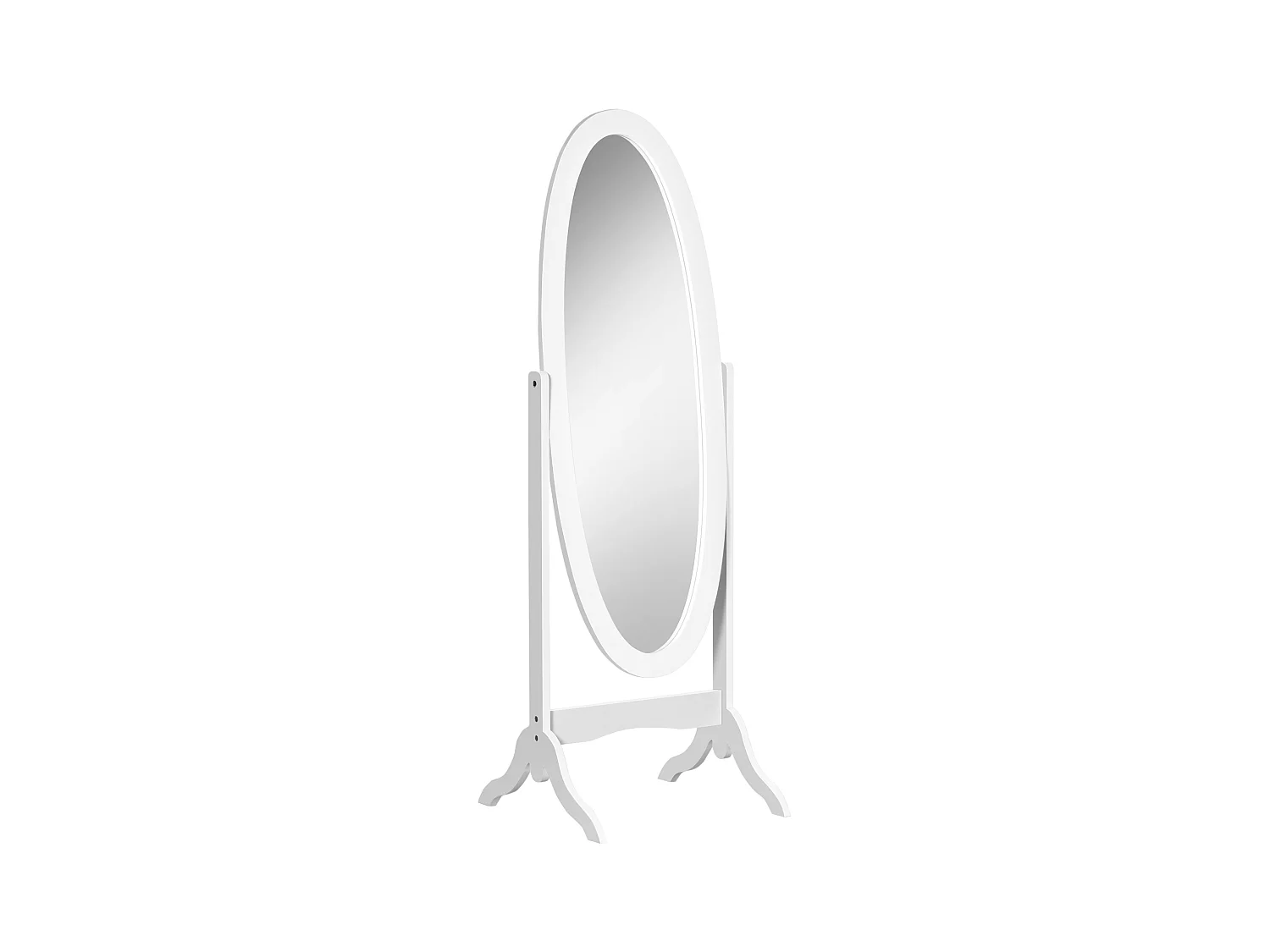 Miroir à pied ovale style shabby chic inclinaison réglable dim. 47L x 45l x 154H cm MDF blanc