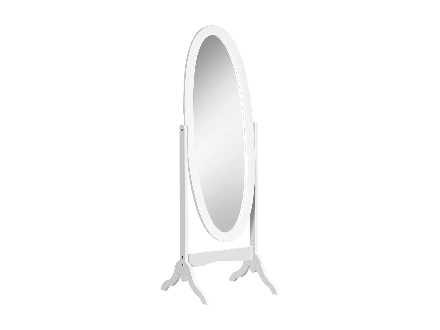 Miroir à pied ovale style shabby chic inclinaison réglable dim. 47L x 45l x 154H cm MDF blanc