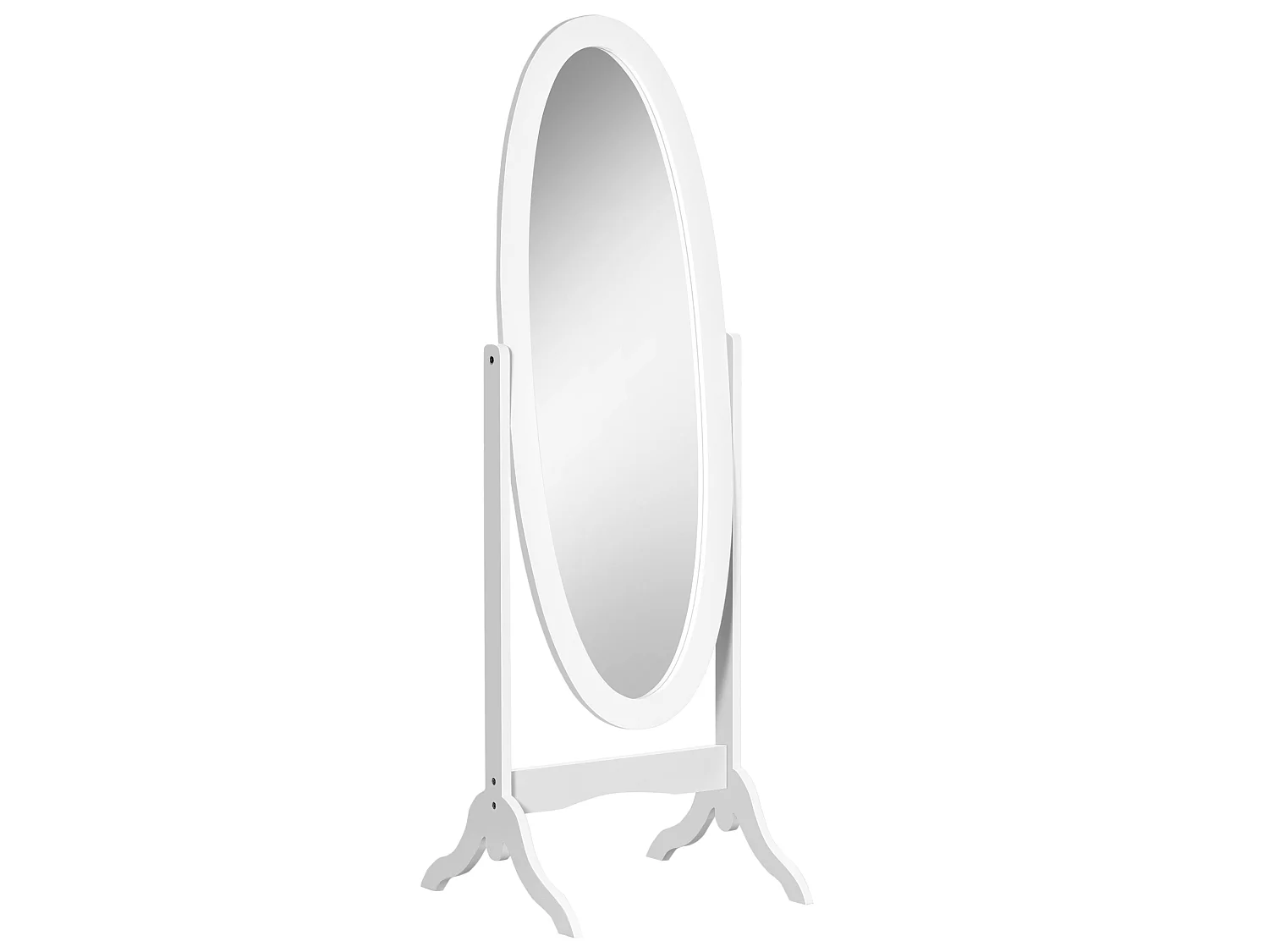 Miroir à pied ovale style shabby chic inclinaison réglable dim. 47L x 45l x 154H cm MDF blanc