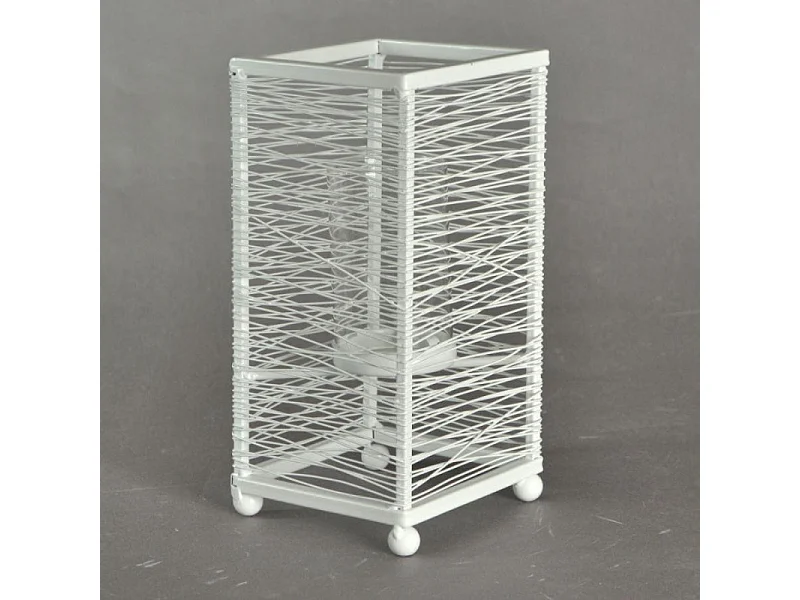 Portacandele metallo bianco piccolo cm 11x11h23