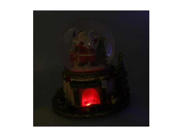 Palla di vetro led resina babbo natale con musica cm ø16,5h20