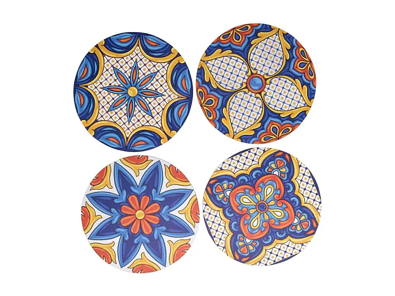 Mattonella legno confezione 4pz assortiti blu tondo cm ø20x0,5