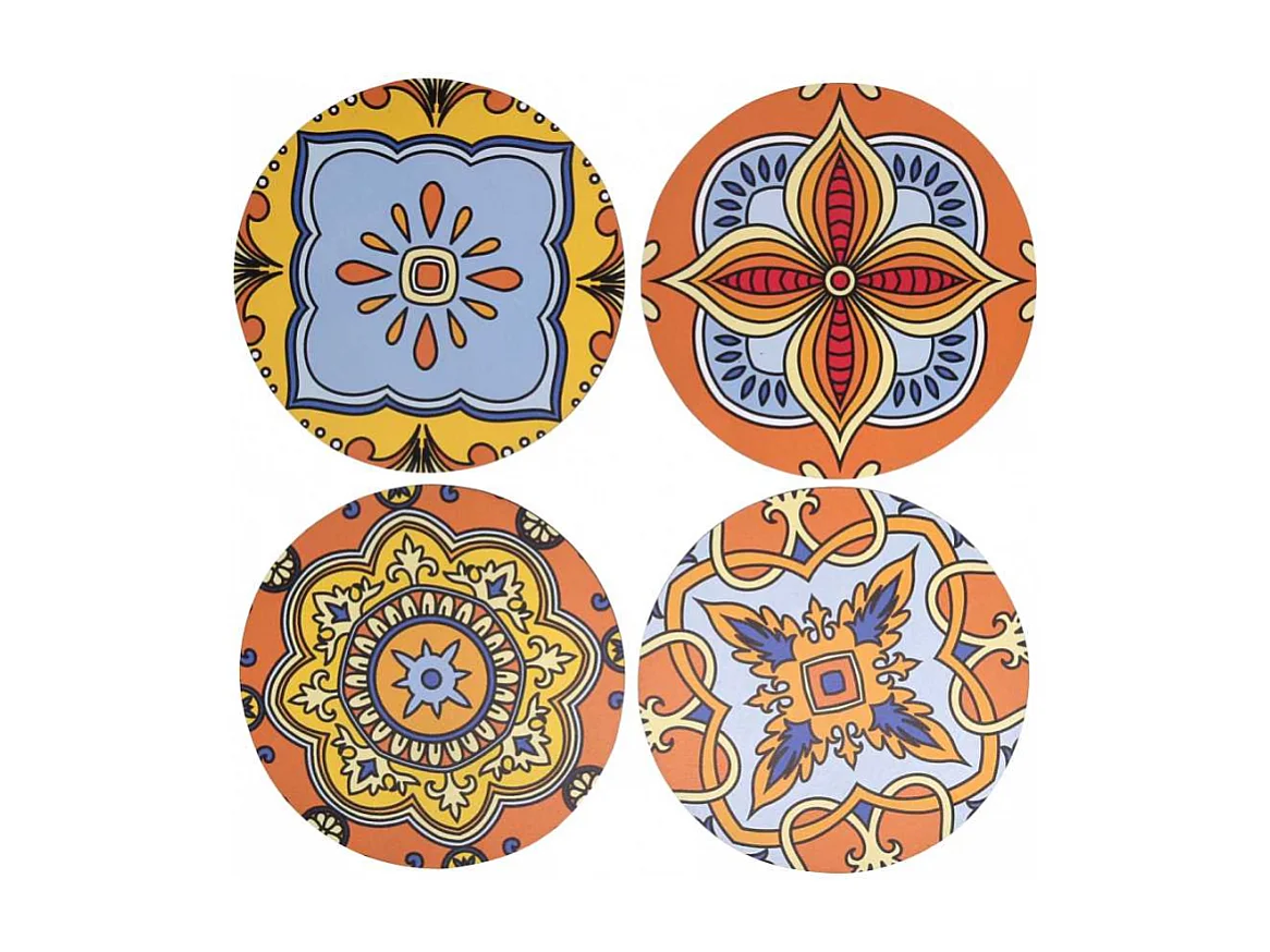 Mattonella legno confezione 4pz assortiti arancione tondo cm ø20x0,5