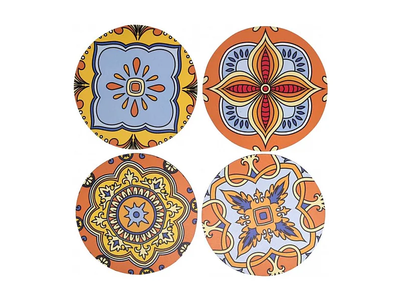 Mattonella legno confezione 4pz assortiti arancione tondo cm ø20x0,5