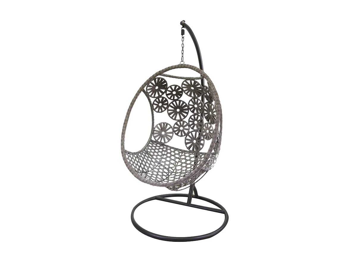 Dondolo pensile Clinton grigio con supporto nero e cuscino cm 116x100h200