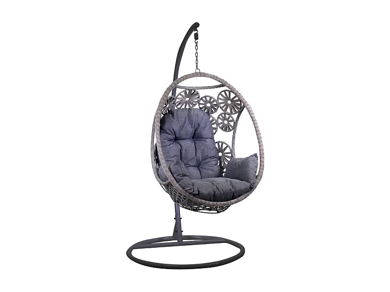 Dondolo pensile Clinton grigio con supporto nero e cuscino cm 116x100h200