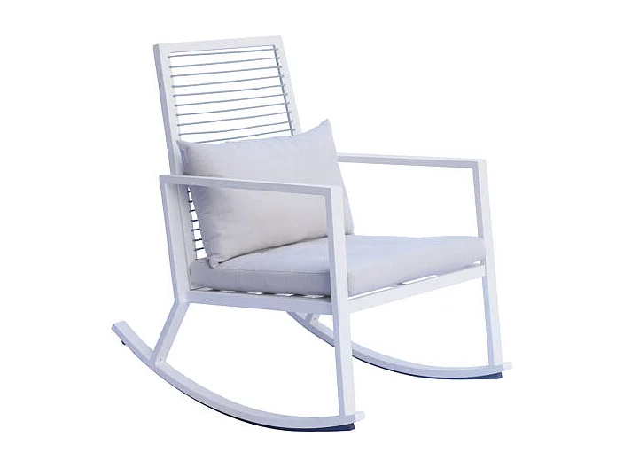 Sedia a dondolo MOIA con schienale in corda bianco