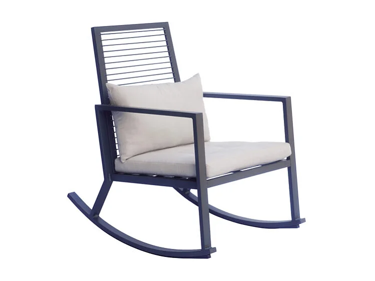 Sedia a dondolo MOIA con schienale in corda antracite