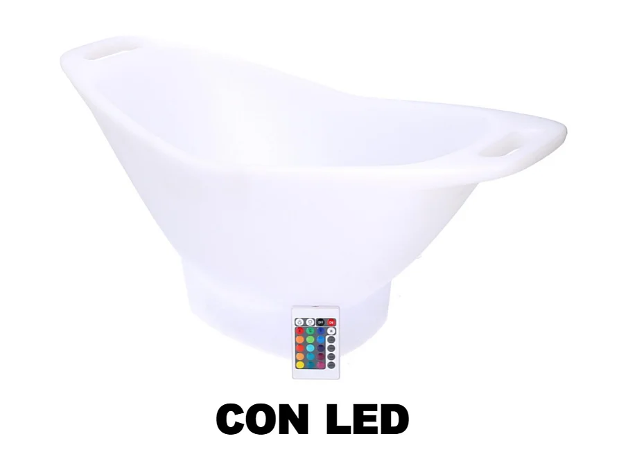 Lampada led plastica ricaricabile con portabottiglie multicolor ovale cm 64x30h28