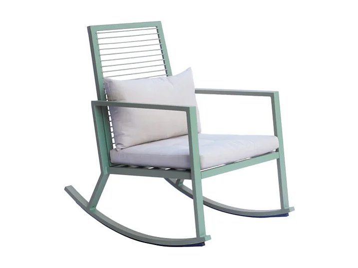 Sedia a dondolo MOIA con schienale in corda verde