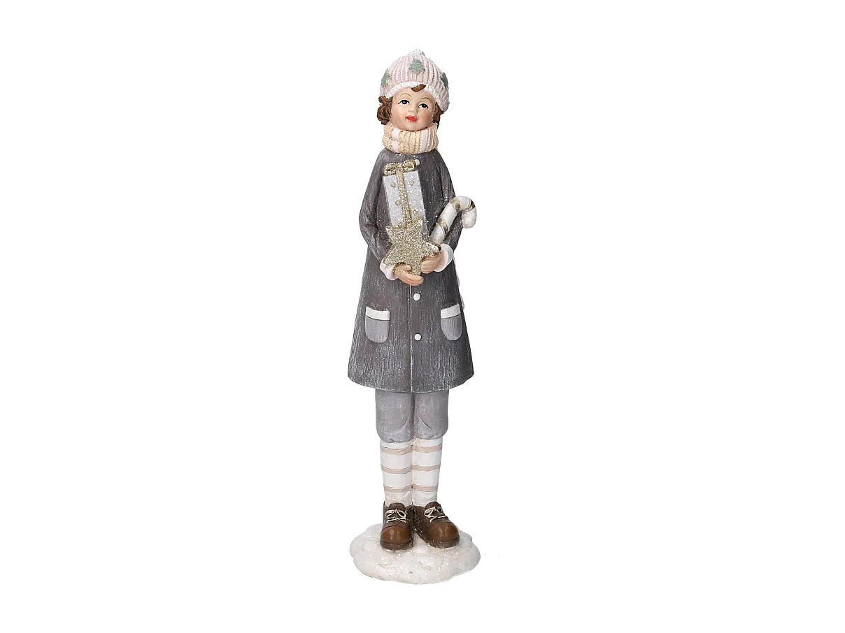 Statua resina bambino coro bianco cm 8x8h31,5