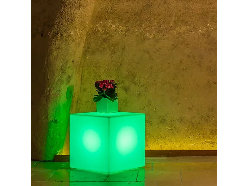 CUBO 40 X 40 X 40 LUMINOSO INDUS CON LED MULTICOLOR E BATTERIA SOLARE
