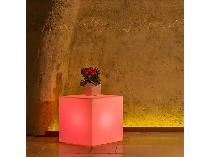 CUBO 40 X 40 X 40 LUMINOSO INDUS CON LED MULTICOLOR E BATTERIA SOLARE