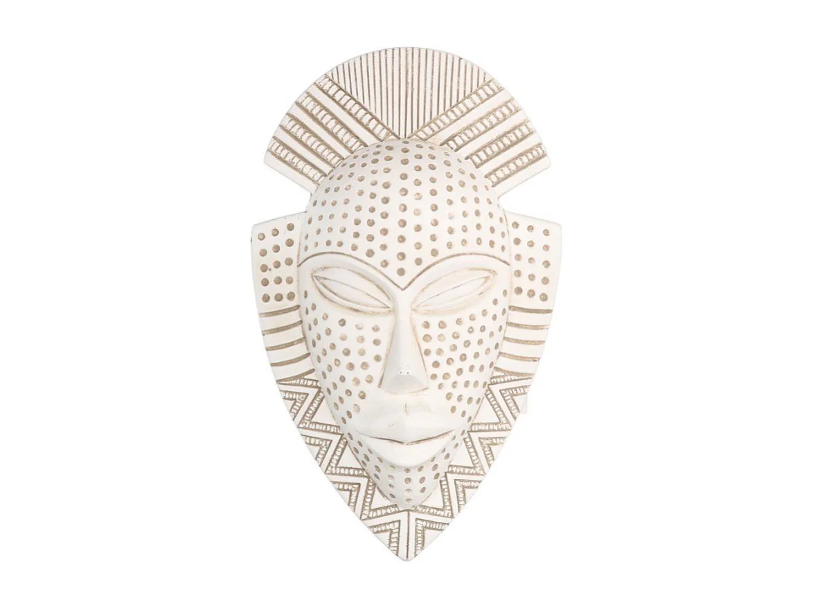 Maschera resina bianco donna africana cm 15x25x7