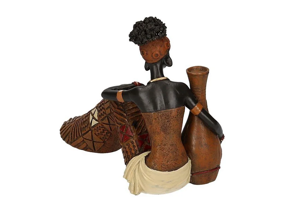 Statua resina donna africana cm 19x9,5h16