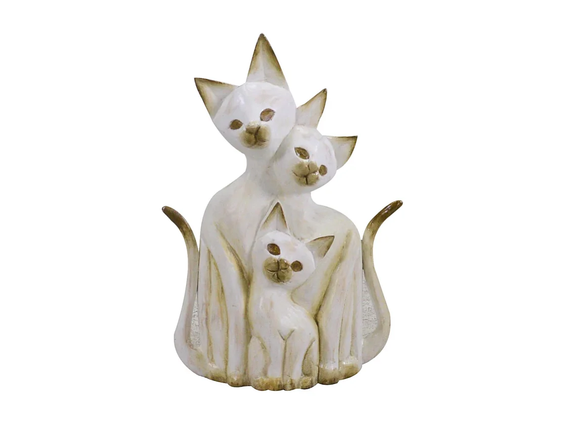 Gatto legno bianco marrone cm 26x7h40